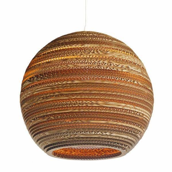 Moon Design-Hängelampe Pappe Kugel Ø36cm E27