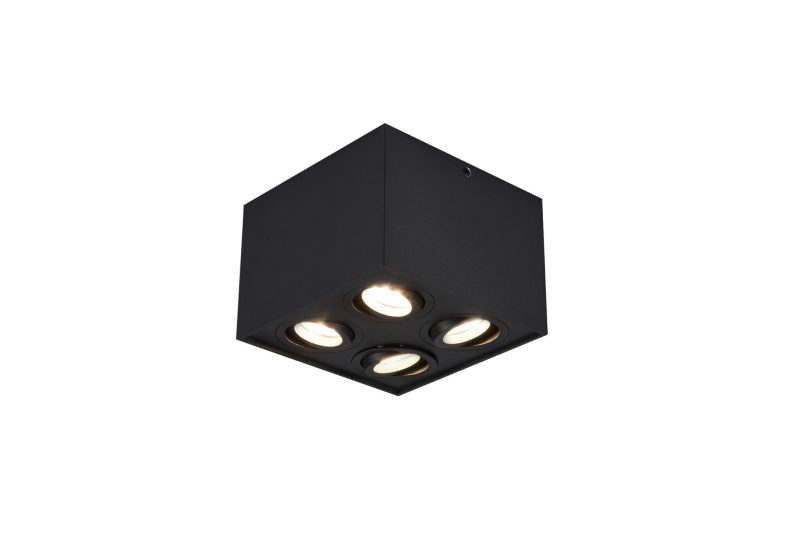 Trio Lighting Mattschwarze, schlanke, drehbare 4-Punkt-Deckenleuchte 4xGU10