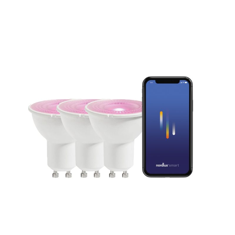 Nordlux Smart GU10 - 3-pack - PAR16 Colour - 2200-6500 Kelvin - 380 Lumen - Light Bulb - Clear