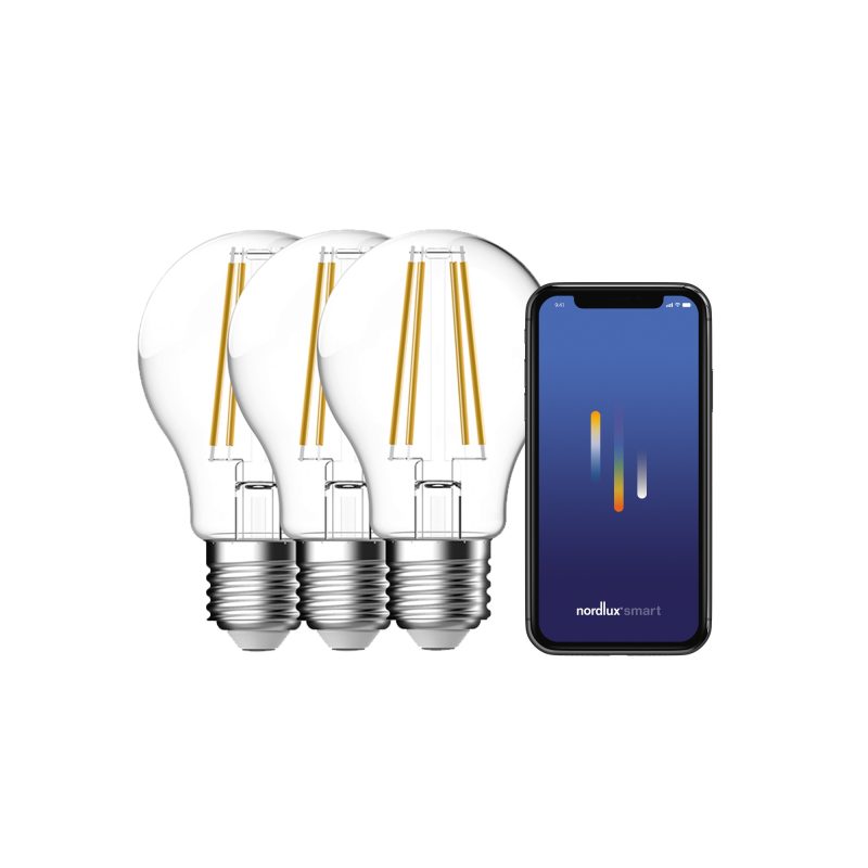 Nordlux Smart E27 - 3-pack - A60 - 2200-6500 Kelvin - 600 Lumen - Light Bulb - Clear