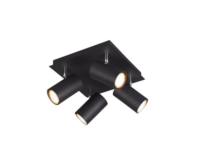 Trio Lighting Vierdelige plafondspots 4xGU10 mat zwart