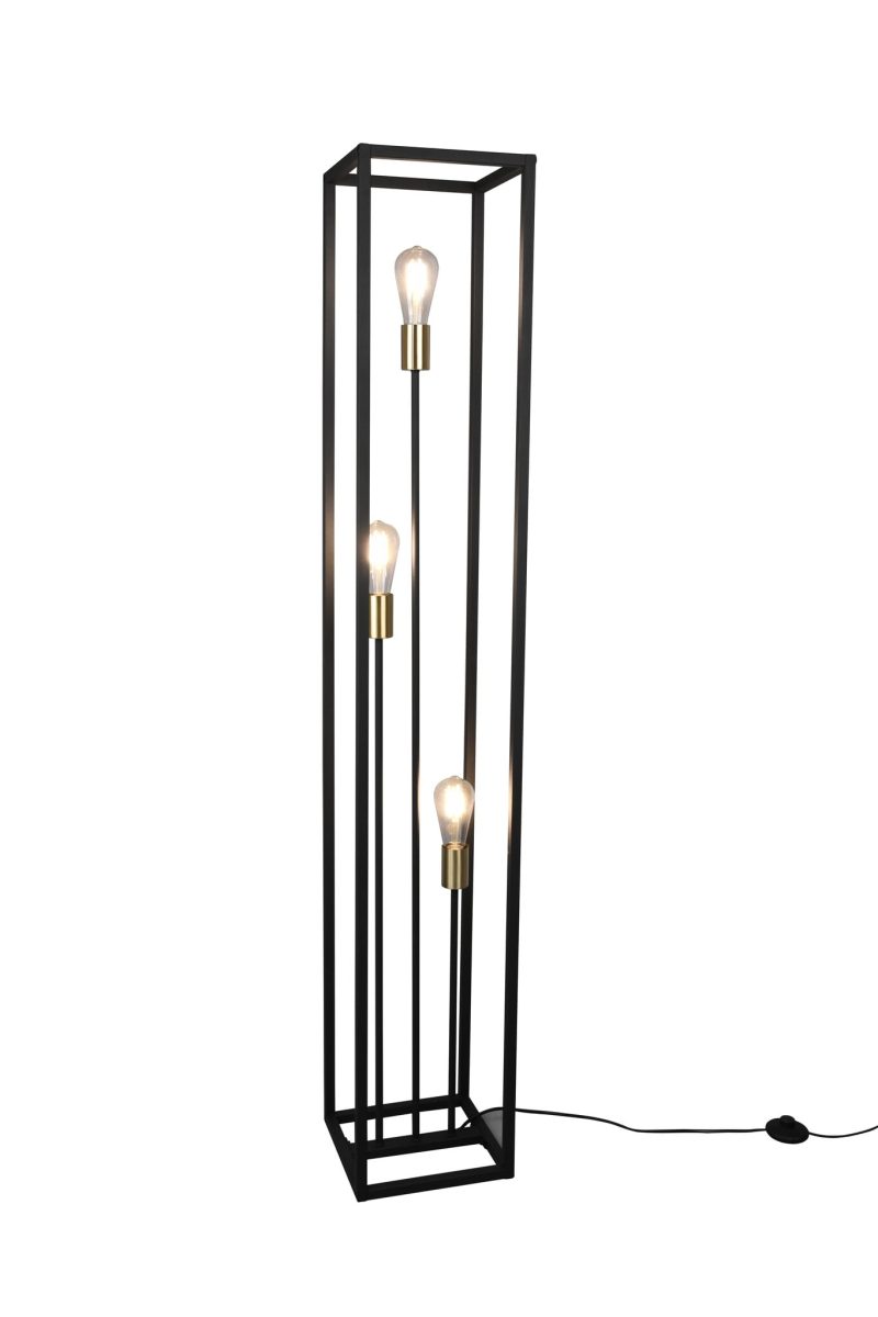 Trio Lighting Striking matte black metal floor lamp 3xE27