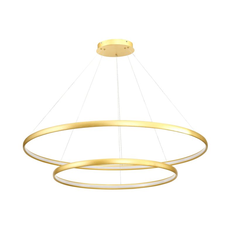 Zumaline Lámpara doble círculo dorada redonda 65 W LED 120 cm 4000K
