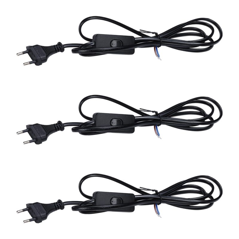 Cyloe Lampenkabel mit Schalter und Eurostecker, schwarz, 1,8 m, 3er-Set