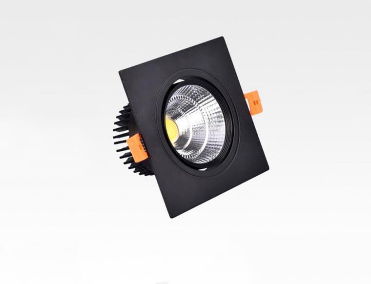 Kinghood Quadratische schwarze LED-Einbauleuchte 24W dimmbar 14cm x 14cm Außengröße
