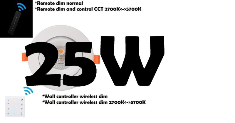 Profy Hyrwell Einbaustrahler 25 W, dimmbar und dimmbar, mit Fernbedienung, 5 Jahre Garantie