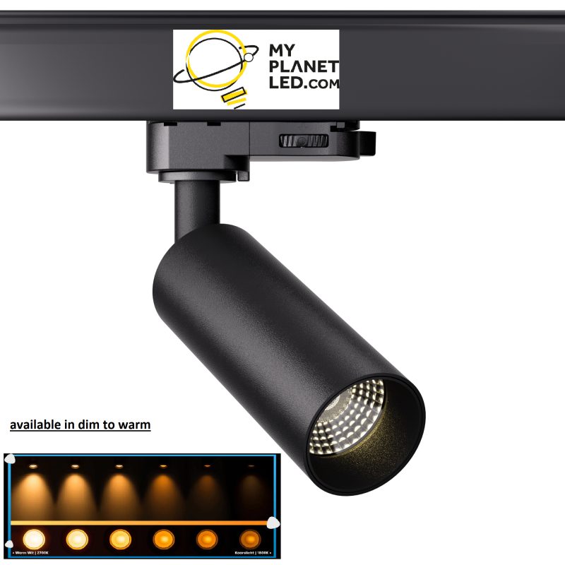 Hyrwell Fixo dimbare cilinderspot 6W voor rail, inbouw of opbouw dia 40 mm hoogte 105 mm