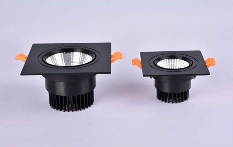 Kinghood Quadratische schwarze 5-W-LED-Einbauleuchte, dimmbar, 9,2 cm x 9,2 cm Außengröße