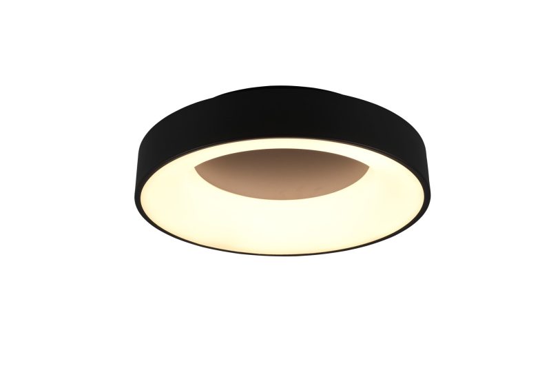 Trio Lighting Soft round matte black ceiling lamp LED 27W 4000K