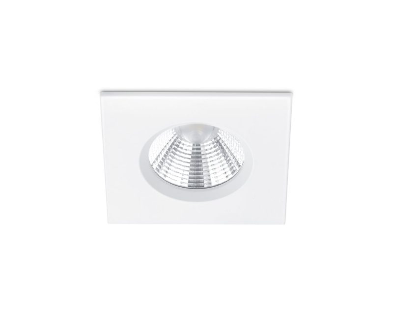 Trio Lighting Quadratischer preisgünstiger IP65-Einbaustrahler mattweiße LED 1x5,5W DIM 3000K