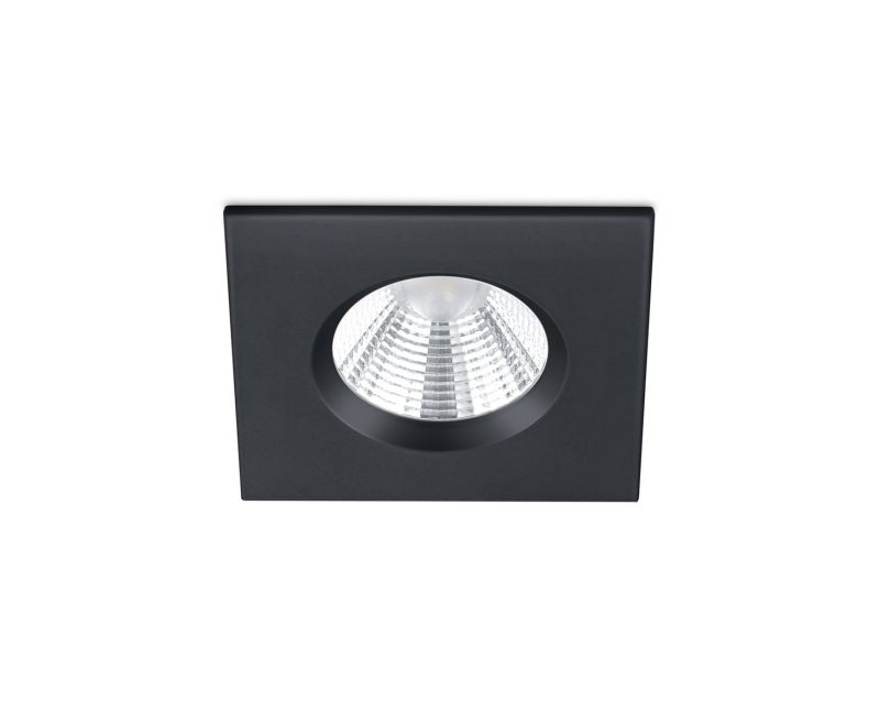 Trio Lighting Quadratischer IP65 mattschwarzer günstiger LED-Einbaustrahler 1x5,5W DIM 3000K