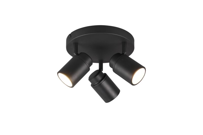 Trio Lighting Ronde waterdichte plafondspot mat zwart 3xGU10 5W