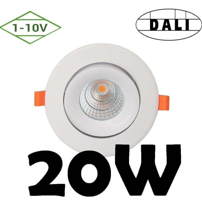 Profy Hyrwell Dali oder 1-10V dimmbarer 20W Einbaustrahler 5 Jahre Garantie Loch 110 bis 130 mm