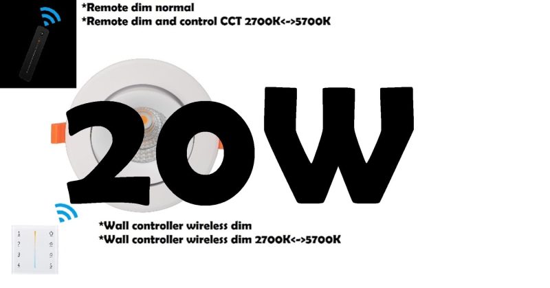 Profy Hyrwell Einbaustrahler 20 W, dimmbar und dimmbar, mit Fernbedienung, 5 Jahre Garantie