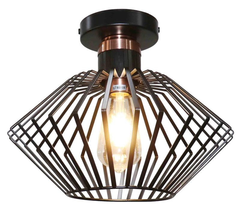 Fantasia Shuru Deckenleuchte Metallkäfig Rautenform schwarz/kupfer E27