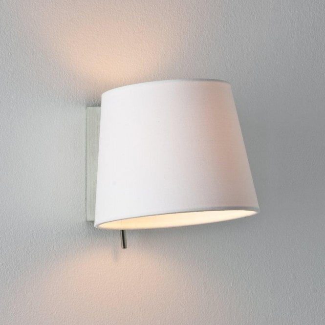 Astrolight Chrome wall lamp E14 with white shade