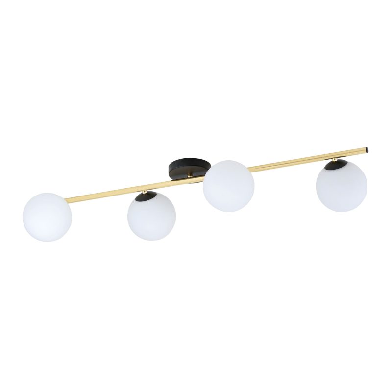 Emibig Plafonnier design 4x E14 noir avec ampoules en laiton et verre dépoli