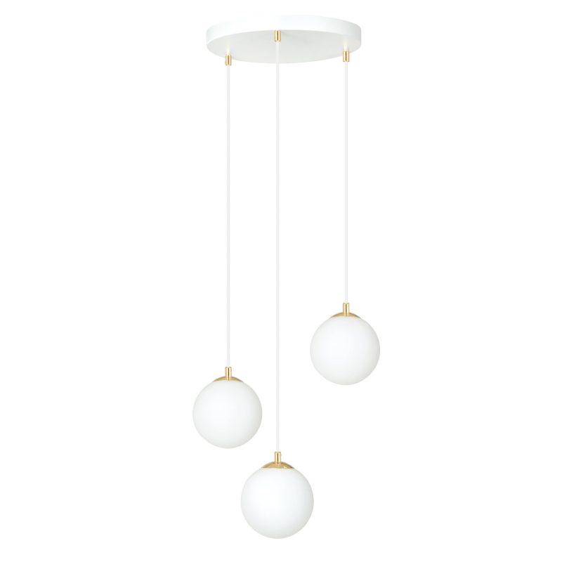 Emibig 3 lampes suspendues blanches avec laiton et verre blanc
