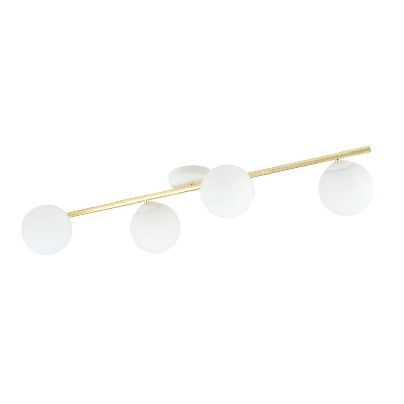 Emibig Design ceiling lamp 4x E14 white with brass and frosted glass bulbs