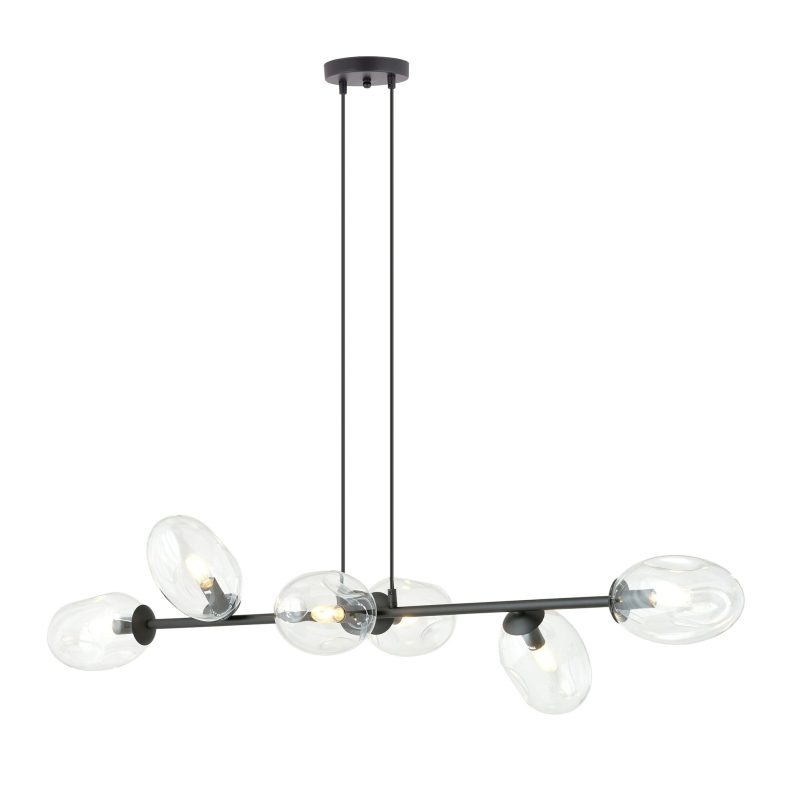 Emibig Lampada a sospensione nera eccezionale con 6x E14 in vetro trasparente soffiato