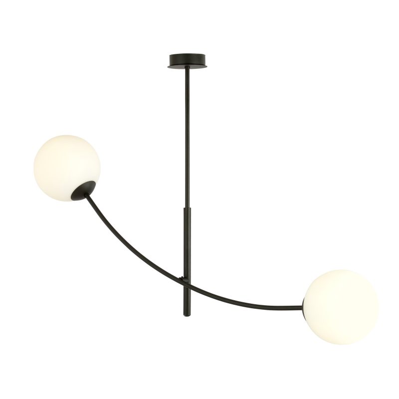 Emibig Lampada a sospensione nera e bianca in vetro opale con braccia curve E14