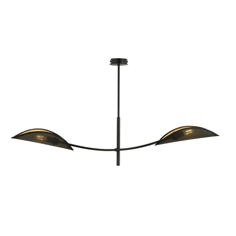Emibig Lampada a sospensione nera e dorata con 2 bracci curvi