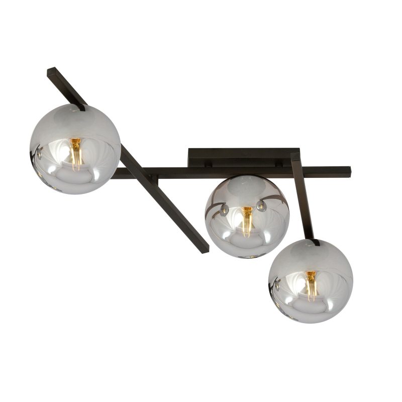 Emibig Lampada da soffitto in vetro e metallo con 3 sfere di vetro fumé