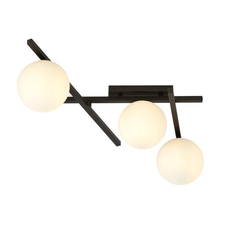 Emibig Lampada da soffitto in vetro bianco e metallo con 3 bulbi, bel design