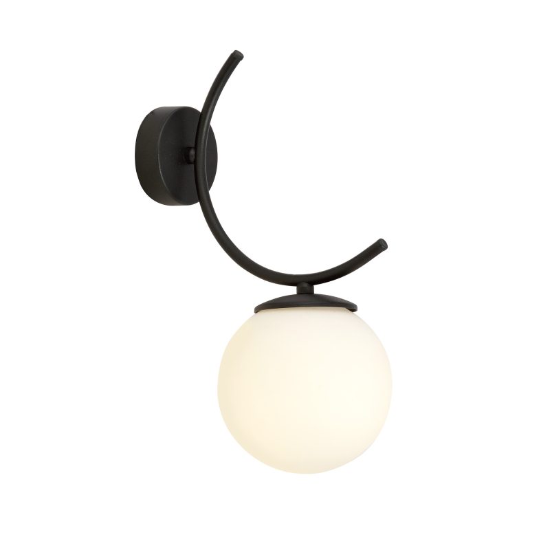 Emibig Applique murale Copenaghen nera con 1 vetro sfera bianco E14