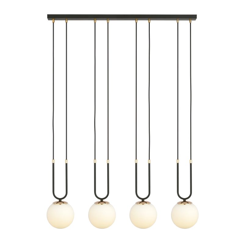 Emibig Aarhus 4 lampada E14 grande sospensione nera e opale 92 cm di larghezza