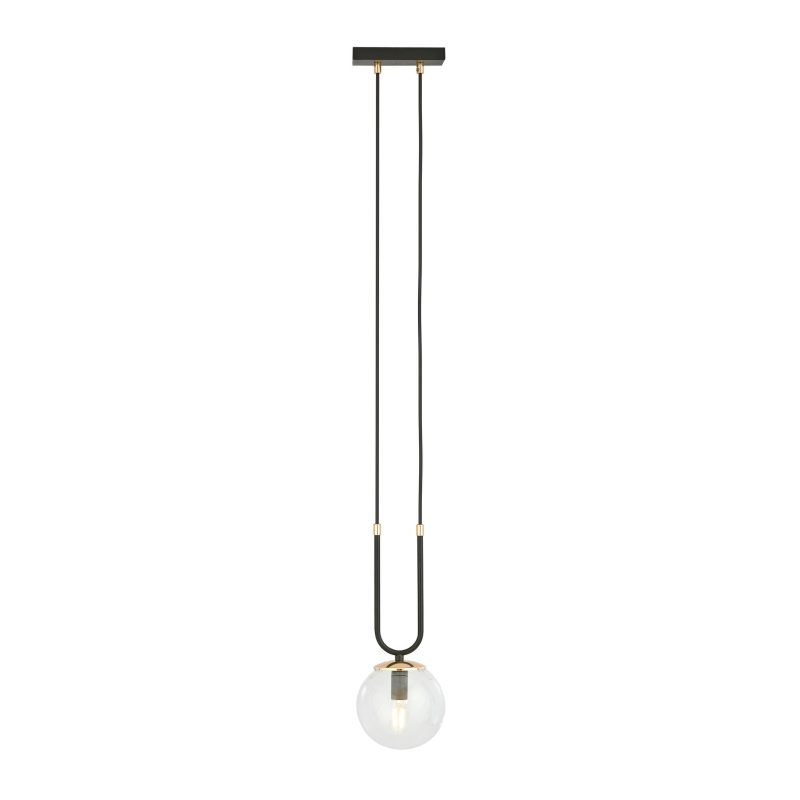 Emibig Aarhus 1 lampada nera con vetro trasparente E14 lampada a sospensione 15 cm di diametro