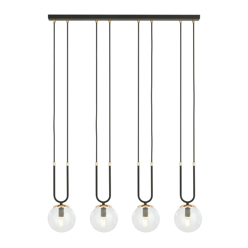 Emibig Aarhus 4 Lampe schwarz mit transparentem Glas E14 große Hängelampe 92 cm Breite