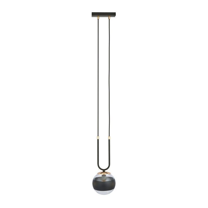 Emibig Aarhus 1 lampe noire avec verre rayé E14 suspension 15 cm de diamètre