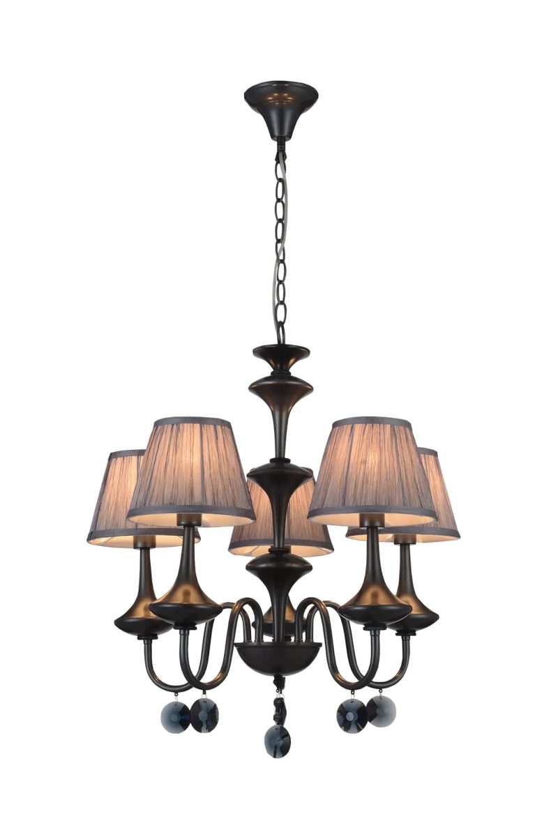 Fantasia Nerola hanglamp retro zwart-grijs 5-lamps E14 (excl.)