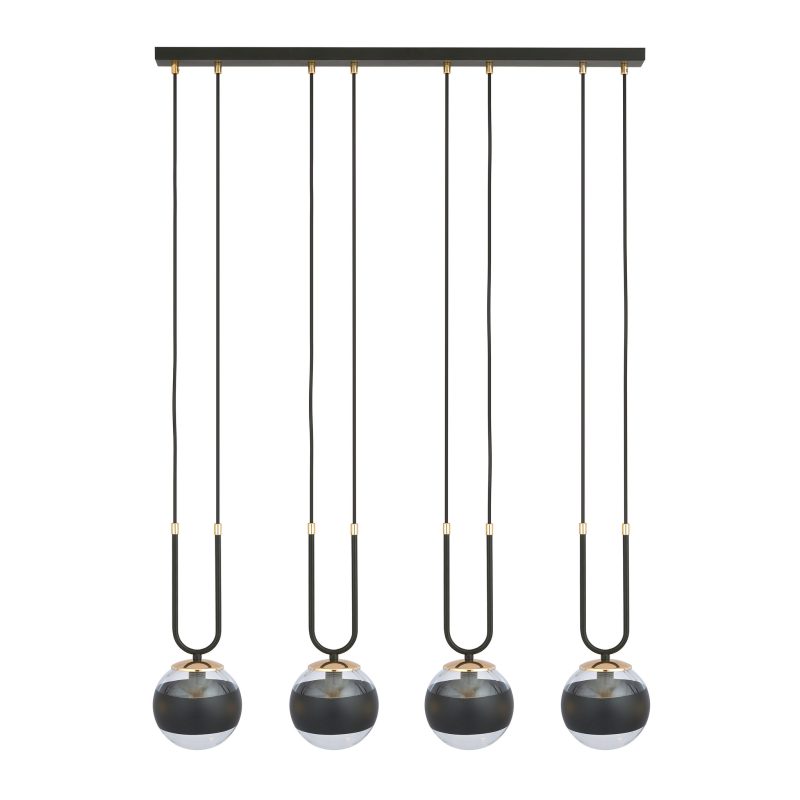 Emibig Aarhus 4 lampada nera e vetro trasparente E14 grande lampadario 92 cm di larghezza