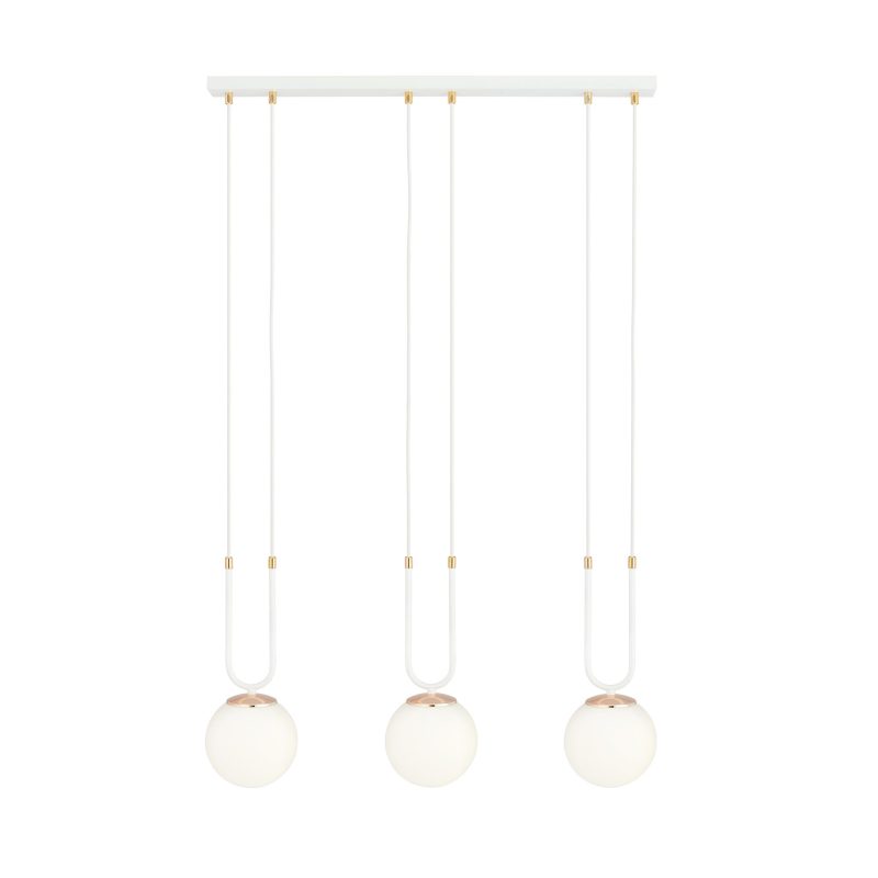 Emibig Aarhus 3 lamp wit met wit glas E14 lange hanglamp 70 cm breedte