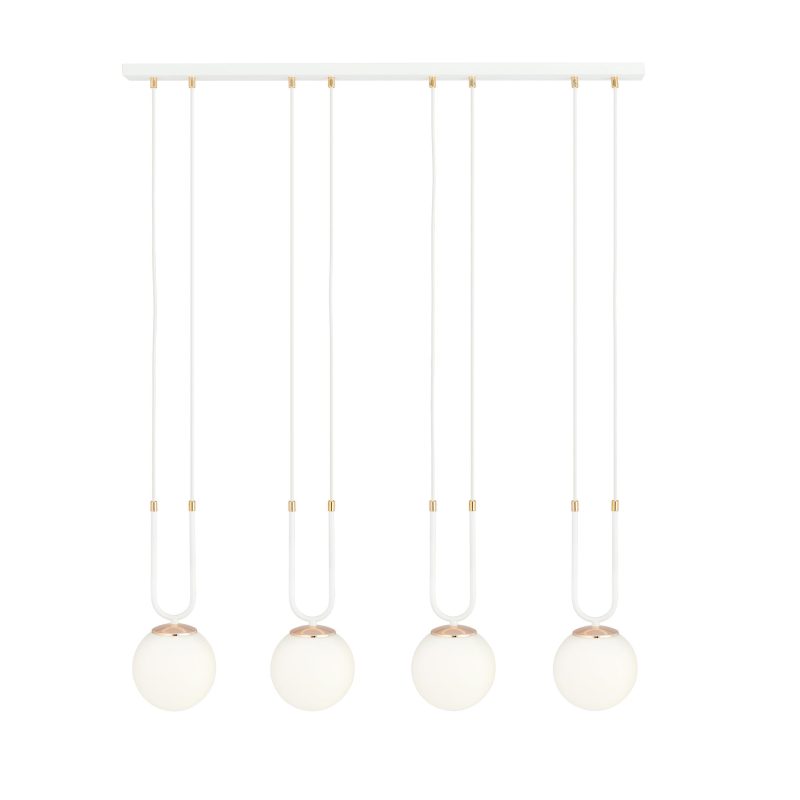 Emibig Aarhus 4 Lampe weiß mit weißem Opalglas E14 große Hängelampe 92 cm Breite