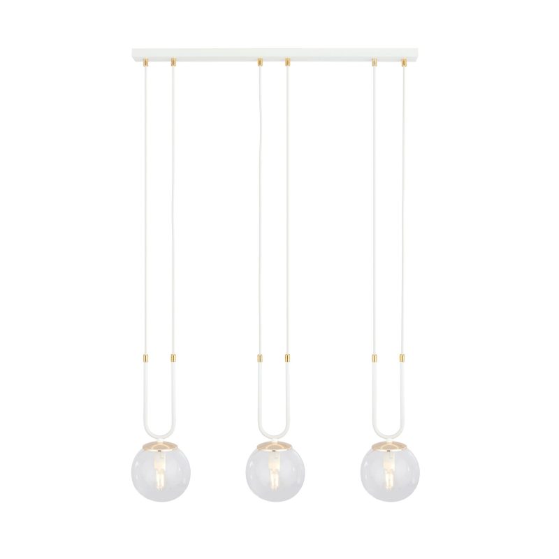 Emibig Aarhus witte 3 lamp pendellamp met amber glas E14 70 cm breedte