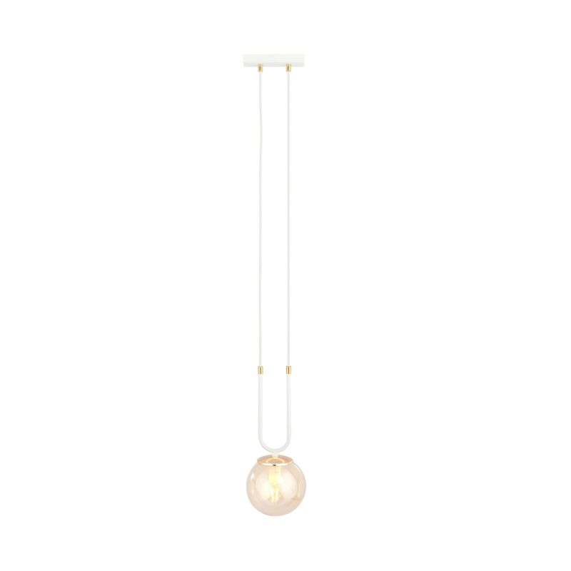 Emibig Lampada a sospensione bianca Aarhus con vetro ambra E14 15 cm di diametro