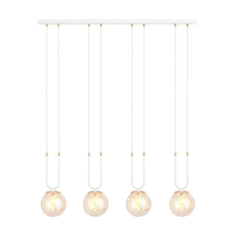 Emibig Lampada a sospensione Aarhus 92cm con 4 lampade E14 in vetro ambra