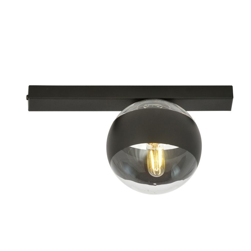 Emibig Lampada da soffitto nera Aalborg con lampadina striata trasparente E14