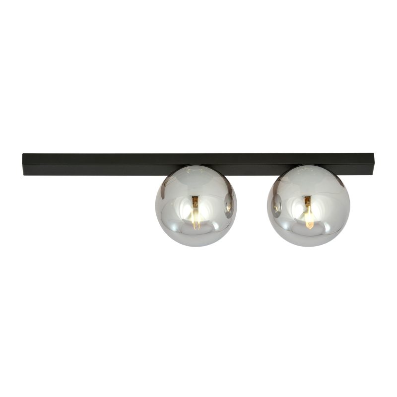Emibig Aalborg bella lampada da soffitto nera media con 2 lampadine fumé E14