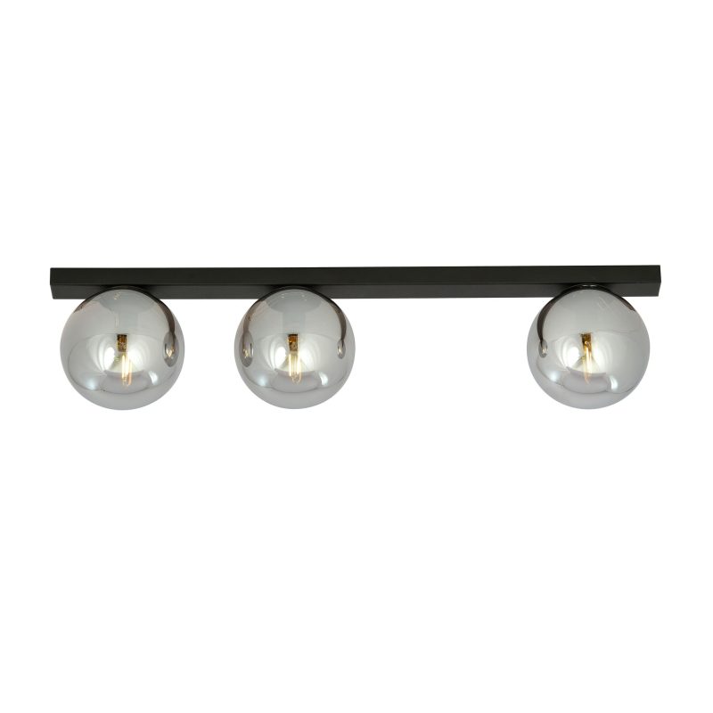 Emibig Aalborg bella lampada da soffitto nera lunga con 3 lampadine fumé E14