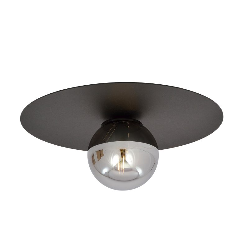 Emibig Esbjerg black ceiling lamp black with smoked glass bulb E14