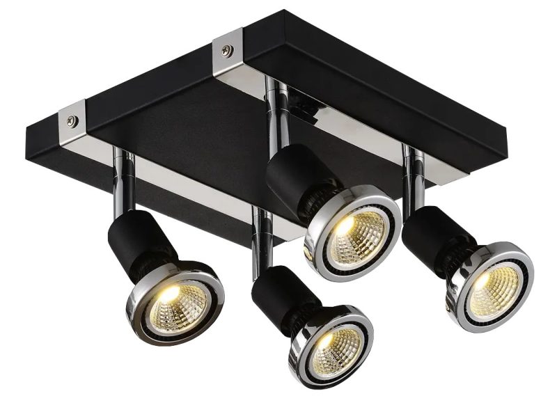 Fantasia Robus ceiling lamp square black-chrome, 4x GU10