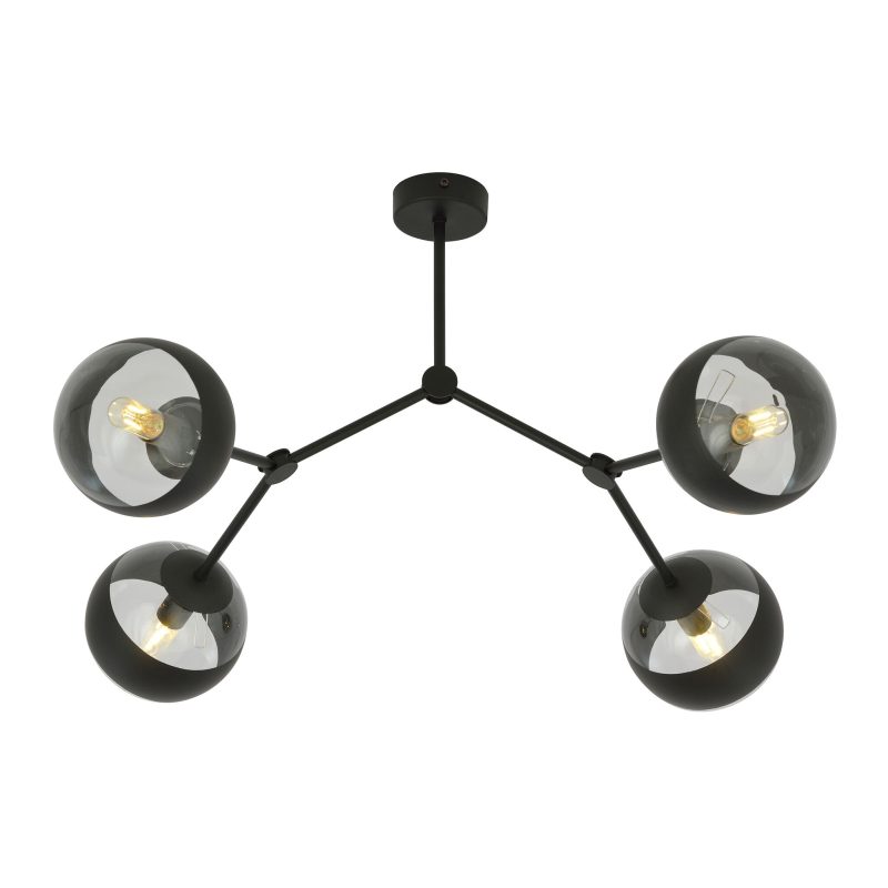Emibig Lampada a sospensione speciale Viborg con 4 rami e lampadine striate E14