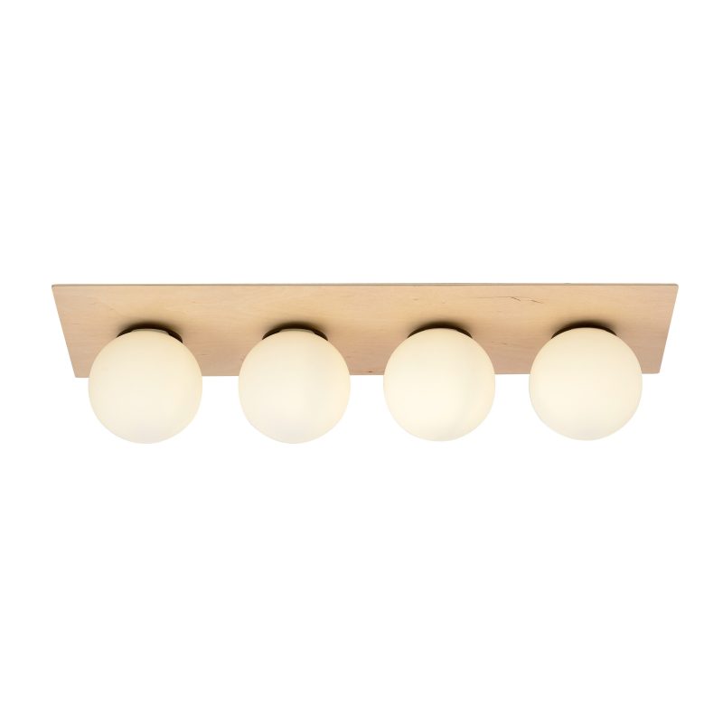 Emibig Slagelse lampada da soffitto scandinava lunga a 4 luci in ottone dorato con sfere di vetro opale E14