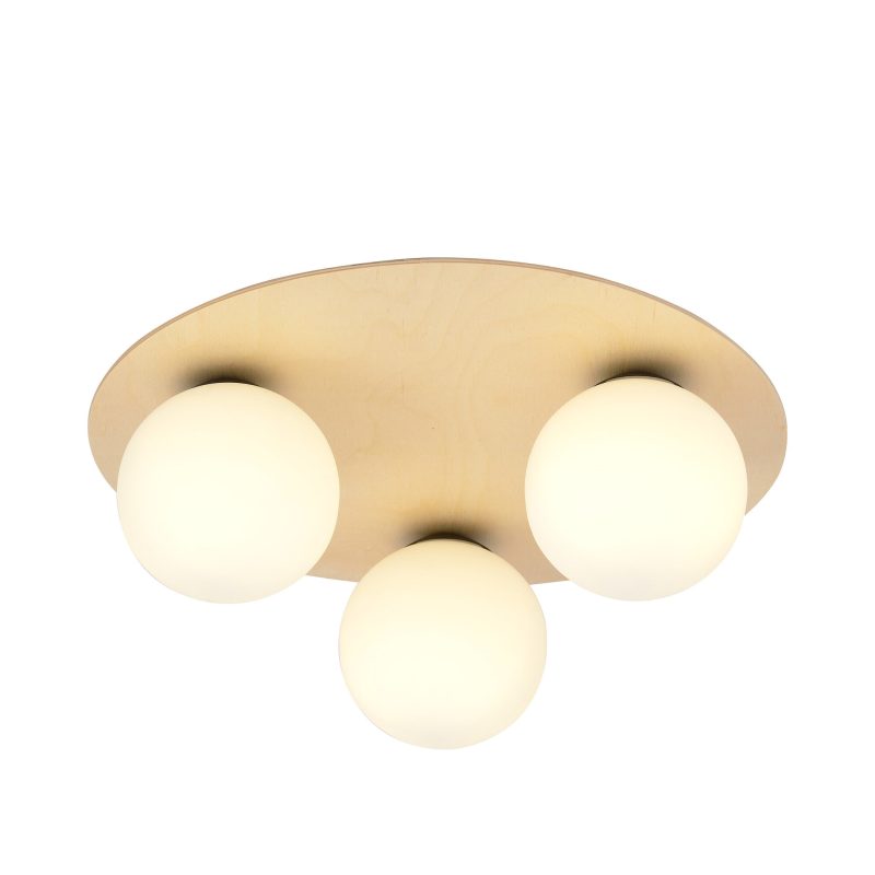Emibig Slagelse round triple Scandinavian ceiling lamp gold brass with opal glass balls E14