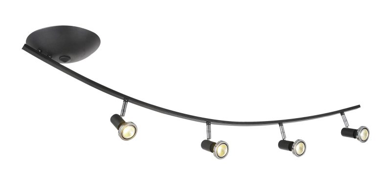 Fantasia Xzibit Bogen-Deckenleuchte 4x GU10 LED 5W schwarz-chrom dimmbar