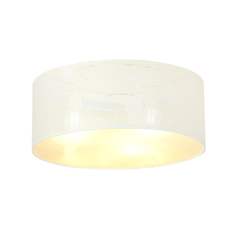 Emibig Skive grande lampada da soffitto bianca e dorata rotonda 3x E27